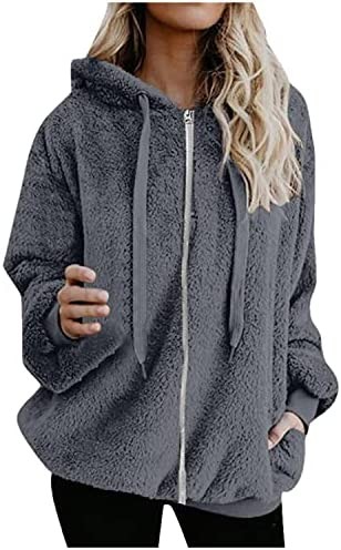 INNOVIERA Hoodies For Women,Women's 2021 Winter Fleece Zip Up Sweatshirt Casual Long Sleeve Hooded Pullover Jacket Coat Tops