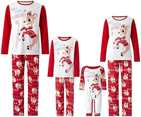 Christmas Pajamas for Family, Deer Plaid Family Christmas PJS Matching Set Holiday Sleepwear for Adult Kids Baby