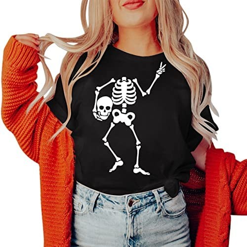 Womens Tops Vintage Skull and Rose Printed Short Sleeve T-Shirt Y2K Punk Music Tee Shirts Aesthetic Blouses Streetwear