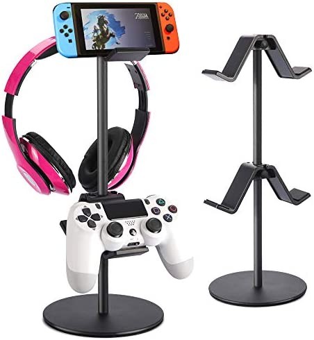 Controller Holder 2 Tier Gaming Headset and Headphone Storage Organizer Gamepad Rack for Desktop