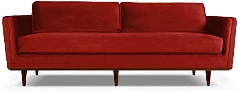 South Cone Home Carl Velvet Sofa, 60", Red