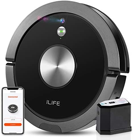 ILIFE A9 Robot Vacuum, Mapping, Wi-Fi Connected, Cellular Dustbin, Strong Suction, 2-in-1 Roller Brush, Self-Charging, Slim,Quiet, Compatible with Alexa, Ideal for Hard Floors to Medium-Pile Carpets.